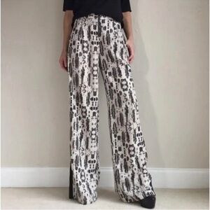 BCBGMaxAzria RASHA Black and White Wide Leg Pants Size Small Boho Tribal Trouser